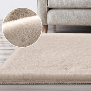 imageHVERSAILTEX Area Rug Super Soft Faux Fur Carpet 2x3 Feet Furry Kids Nursery Bedroom Living Room Carpet High Pile Throw Shag Plush Rug for Dorm Teen Decor Bronze GreenFrench Oak