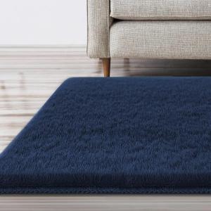 imageHVERSAILTEX Area Rug Super Soft Faux Fur Carpet 2x3 Feet Furry Kids Nursery Bedroom Living Room Carpet High Pile Throw Shag Plush Rug for Dorm Teen Decor Bronze GreenNavy