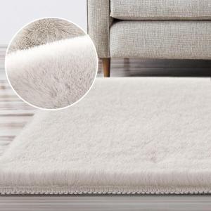 imageHVERSAILTEX Area Rug Super Soft Faux Fur Carpet 2x3 Feet Furry Kids Nursery Bedroom Living Room Carpet High Pile Throw Shag Plush Rug for Dorm Teen Decor Bronze GreenIvory