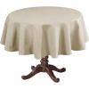 imageHVERSAILTEX Linen Textured Table Cloths Round 60 Inch Premium Solid Tablecloth SpillProof Waterproof Table Cover for Dining Buffet Feature Extra Soft and Thick Fabric Wrinkle Free IvoryTaupe