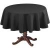 imageHVERSAILTEX Linen Textured Table Cloths Round 60 Inch Premium Solid Tablecloth SpillProof Waterproof Table Cover for Dining Buffet Feature Extra Soft and Thick Fabric Wrinkle Free IvoryBlack