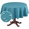imageHVERSAILTEX Linen Textured Table Cloths Round 60 Inch Premium Solid Tablecloth SpillProof Waterproof Table Cover for Dining Buffet Feature Extra Soft and Thick Fabric Wrinkle Free IvoryTeal