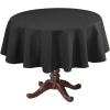 imageHVERSAILTEX Linen Textured Table Cloths Round 60 Inch Premium Solid Tablecloth SpillProof Waterproof Table Cover for Dining Buffet Feature Extra Soft and Thick Fabric Wrinkle Free IvoryBlack