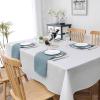 imageHVERSAILTEX Linen Textured Tablecloth Rectangle 60 x 120 Waterproof Solid Linen Woven Tablecloth SpillProof Linen Look Cover for Party Table Extra Soft and Thick Fabric Wrinkle Free Heather IvoryHeather Stone Blue