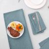 imageHVERSAILTEX Linen Textured Tablecloth Rectangle 60 x 120 Waterproof Solid Linen Woven Tablecloth SpillProof Linen Look Cover for Party Table Extra Soft and Thick Fabric Wrinkle Free Heather IvoryHeather Stone Blue