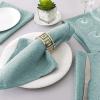 imageHVERSAILTEX Linen Textured Tablecloth Rectangle 60 x 120 Waterproof Solid Linen Woven Tablecloth SpillProof Linen Look Cover for Party Table Extra Soft and Thick Fabric Wrinkle Free Heather IvoryHeather Aqua