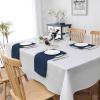 imageHVERSAILTEX Linen Textured Tablecloth Rectangle 60 x 120 Waterproof Solid Linen Woven Tablecloth SpillProof Linen Look Cover for Party Table Extra Soft and Thick Fabric Wrinkle Free Heather IvoryHeather Navy