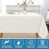 imageHVERSAILTEX Linen Textured Tablecloth Rectangle 60 x 120 Waterproof Solid Linen Woven Tablecloth SpillProof Linen Look Cover for Party Table Extra Soft and Thick Fabric Wrinkle Free Heather IvoryHeather Ivory