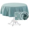 imageHVERSAILTEX Linen Textured Tablecloth Rectangle 60 x 120 Waterproof Solid Linen Woven Tablecloth SpillProof Linen Look Cover for Party Table Extra Soft and Thick Fabric Wrinkle Free Heather IvoryHeather Aqua