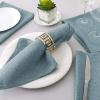 imageHVERSAILTEX Linen Textured Tablecloth Rectangle 60 x 120 Waterproof Solid Linen Woven Tablecloth SpillProof Linen Look Cover for Party Table Extra Soft and Thick Fabric Wrinkle Free Heather IvoryHeather Stone Blue