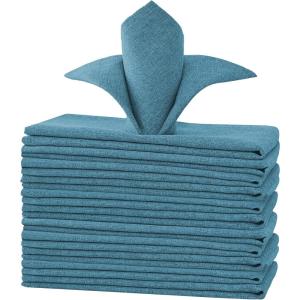 imageHVERSAILTEX Linen Textured Tablecloth Rectangle 60 x 120 Waterproof Solid Linen Woven Tablecloth SpillProof Linen Look Cover for Party Table Extra Soft and Thick Fabric Wrinkle Free Heather IvoryHeather Storm Blue