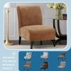 imageHVERSAILTEX Armless Accent Chair Covers Thick Velvet Armless Chair Slipcovers High Stretch Chair Covers for Living Room Hotel Machine Washable Furniture Protector with Elastic Bottom NavyCamelstriped