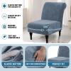 imageHVERSAILTEX Armless Accent Chair Covers Thick Velvet Armless Chair Slipcovers High Stretch Chair Covers for Living Room Hotel Machine Washable Furniture Protector with Elastic Bottom NavyStone Blue