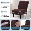 imageHVERSAILTEX Armless Accent Chair Covers Thick Velvet Armless Chair Slipcovers High Stretch Chair Covers for Living Room Hotel Machine Washable Furniture Protector with Elastic Bottom NavyChocolate