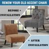 imageHVERSAILTEX Armless Accent Chair Covers Thick Velvet Armless Chair Slipcovers High Stretch Chair Covers for Living Room Hotel Machine Washable Furniture Protector with Elastic Bottom NavyCamelstriped