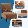 imageHVERSAILTEX Armless Accent Chair Covers Thick Velvet Armless Chair Slipcovers High Stretch Chair Covers for Living Room Hotel Machine Washable Furniture Protector with Elastic Bottom NavyCamelstriped