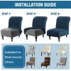 imageHVERSAILTEX Armless Accent Chair Covers Thick Velvet Armless Chair Slipcovers High Stretch Chair Covers for Living Room Hotel Machine Washable Furniture Protector with Elastic Bottom NavyNavy Bluestriped