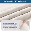 imageHVERSAILTEX Armless Accent Chair Covers Thick Velvet Armless Chair Slipcovers High Stretch Chair Covers for Living Room Hotel Machine Washable Furniture Protector with Elastic Bottom NavyIvory