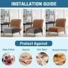 imageHVERSAILTEX Armless Accent Chair Covers Thick Velvet Armless Chair Slipcovers High Stretch Chair Covers for Living Room Hotel Machine Washable Furniture Protector with Elastic Bottom NavyCamelstriped