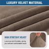 imageHVERSAILTEX Armless Accent Chair Covers Thick Velvet Armless Chair Slipcovers High Stretch Chair Covers for Living Room Hotel Machine Washable Furniture Protector with Elastic Bottom NavyTaupe