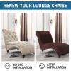 imageHVERSAILTEX Chaise Lounge Cover Indoor Velvet Chaise Slipcover High Stretch Lounge Chair Cover Luxury Armless Chaise Cover for Living Room Machine Washable BlackChocolate
