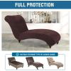 imageHVERSAILTEX Chaise Lounge Cover Indoor Velvet Chaise Slipcover High Stretch Lounge Chair Cover Luxury Armless Chaise Cover for Living Room Machine Washable BlackChocolate