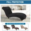 imageHVERSAILTEX Chaise Lounge Cover Indoor Velvet Chaise Slipcover High Stretch Lounge Chair Cover Luxury Armless Chaise Cover for Living Room Machine Washable BlackBlack