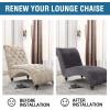 imageHVERSAILTEX Chaise Lounge Cover Indoor Velvet Chaise Slipcover High Stretch Lounge Chair Cover Luxury Armless Chaise Cover for Living Room Machine Washable BlackGrey