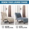 imageHVERSAILTEX Chaise Lounge Cover Indoor Velvet Chaise Slipcover High Stretch Lounge Chair Cover Luxury Armless Chaise Cover for Living Room Machine Washable BlackStone Blue