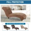 imageHVERSAILTEX Chaise Lounge Cover Indoor Velvet Chaise Slipcover High Stretch Lounge Chair Cover Luxury Armless Chaise Cover for Living Room Machine Washable BlackCamel
