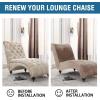 imageHVERSAILTEX Chaise Lounge Cover Indoor Velvet Chaise Slipcover High Stretch Lounge Chair Cover Luxury Armless Chaise Cover for Living Room Machine Washable BlackTaupe