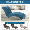 imageHVERSAILTEX Chaise Lounge Cover Indoor Velvet Chaise Slipcover High Stretch Lounge Chair Cover Luxury Armless Chaise Cover for Living Room Machine Washable BlackPeacock Blue