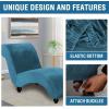 imageHVERSAILTEX Chaise Lounge Cover Indoor Velvet Chaise Slipcover High Stretch Lounge Chair Cover Luxury Armless Chaise Cover for Living Room Machine Washable BlackPeacock Blue