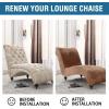 imageHVERSAILTEX Chaise Lounge Cover Indoor Velvet Chaise Slipcover High Stretch Lounge Chair Cover Luxury Armless Chaise Cover for Living Room Machine Washable BlackCamel
