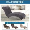 imageHVERSAILTEX Chaise Lounge Cover Indoor Velvet Chaise Slipcover High Stretch Lounge Chair Cover Luxury Armless Chaise Cover for Living Room Machine Washable BlackGrey