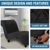 imageHVERSAILTEX Chaise Lounge Cover Indoor Velvet Chaise Slipcover High Stretch Lounge Chair Cover Luxury Armless Chaise Cover for Living Room Machine Washable BlackBlack