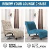 imageHVERSAILTEX Chaise Lounge Cover Indoor Velvet Chaise Slipcover High Stretch Lounge Chair Cover Luxury Armless Chaise Cover for Living Room Machine Washable BlackPeacock Blue