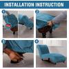 imageHVERSAILTEX Chaise Lounge Cover Indoor Velvet Chaise Slipcover High Stretch Lounge Chair Cover Luxury Armless Chaise Cover for Living Room Machine Washable BlackPeacock Blue