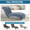 imageHVERSAILTEX Chaise Lounge Cover Indoor Velvet Chaise Slipcover High Stretch Lounge Chair Cover Luxury Armless Chaise Cover for Living Room Machine Washable BlackStone Blue