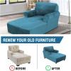 imageHVERSAILTEX Velvet Chaise Lounge Cover High Stretch Chaise Chair Cover for Living Room Soft Chaise Slipcovers with Arms Luxury Velvet Chaise Lounge Dog Covers Machine Washable BlackPeacock Blue