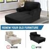 imageHVERSAILTEX Velvet Chaise Lounge Cover High Stretch Chaise Chair Cover for Living Room Soft Chaise Slipcovers with Arms Luxury Velvet Chaise Lounge Dog Covers Machine Washable BlackBlack
