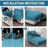 imageHVERSAILTEX Velvet Chaise Lounge Cover High Stretch Chaise Chair Cover for Living Room Soft Chaise Slipcovers with Arms Luxury Velvet Chaise Lounge Dog Covers Machine Washable BlackPeacock Blue