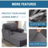 imageHVERSAILTEX Velvet Chaise Lounge Cover High Stretch Chaise Chair Cover for Living Room Soft Chaise Slipcovers with Arms Luxury Velvet Chaise Lounge Dog Covers Machine Washable BlackGrey