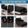 imageHVERSAILTEX Velvet Chaise Lounge Cover High Stretch Chaise Chair Cover for Living Room Soft Chaise Slipcovers with Arms Luxury Velvet Chaise Lounge Dog Covers Machine Washable BlackBlack
