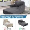 imageHVERSAILTEX Velvet Chaise Lounge Cover High Stretch Chaise Chair Cover for Living Room Soft Chaise Slipcovers with Arms Luxury Velvet Chaise Lounge Dog Covers Machine Washable BlackGrey