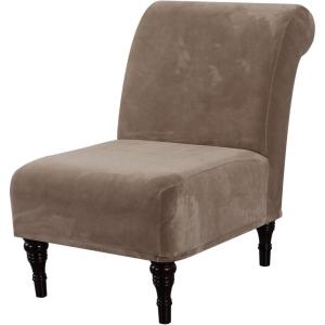 imageHVERSAILTEX Armless Accent Chair Covers Thick Velvet Armless Chair Slipcovers High Stretch Chair Covers for Living Room Hotel Machine Washable Furniture Protector with Elastic Bottom NavyTaupe