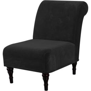 imageHVERSAILTEX Armless Accent Chair Covers Thick Velvet Armless Chair Slipcovers High Stretch Chair Covers for Living Room Hotel Machine Washable Furniture Protector with Elastic Bottom NavyBlack