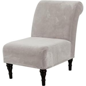 imageHVERSAILTEX Armless Accent Chair Covers Thick Velvet Armless Chair Slipcovers High Stretch Chair Covers for Living Room Hotel Machine Washable Furniture Protector with Elastic Bottom NavyOatmeal