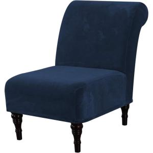 imageHVERSAILTEX Armless Accent Chair Covers Thick Velvet Armless Chair Slipcovers High Stretch Chair Covers for Living Room Hotel Machine Washable Furniture Protector with Elastic Bottom NavyNavy