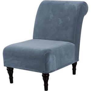 imageHVERSAILTEX Armless Accent Chair Covers Thick Velvet Armless Chair Slipcovers High Stretch Chair Covers for Living Room Hotel Machine Washable Furniture Protector with Elastic Bottom NavyStone Blue